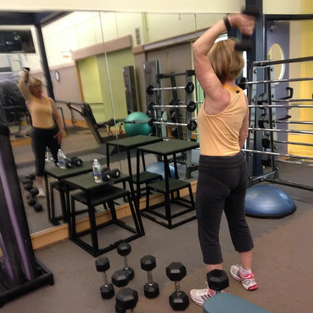 Katherine working out at the gym